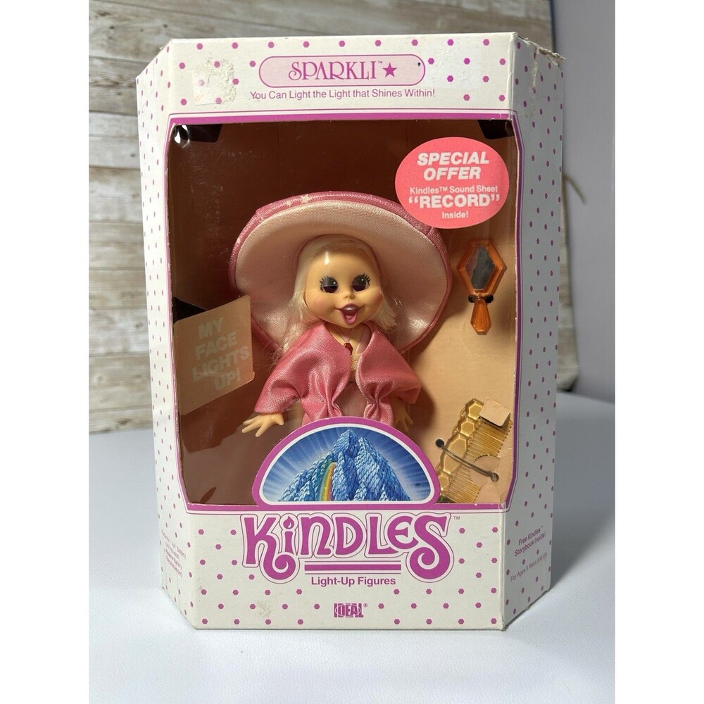 Vintage 1985 Ideal Kindles Doll SPARKLI Pink Light Up Figure NOS NRFB 48312 VTG